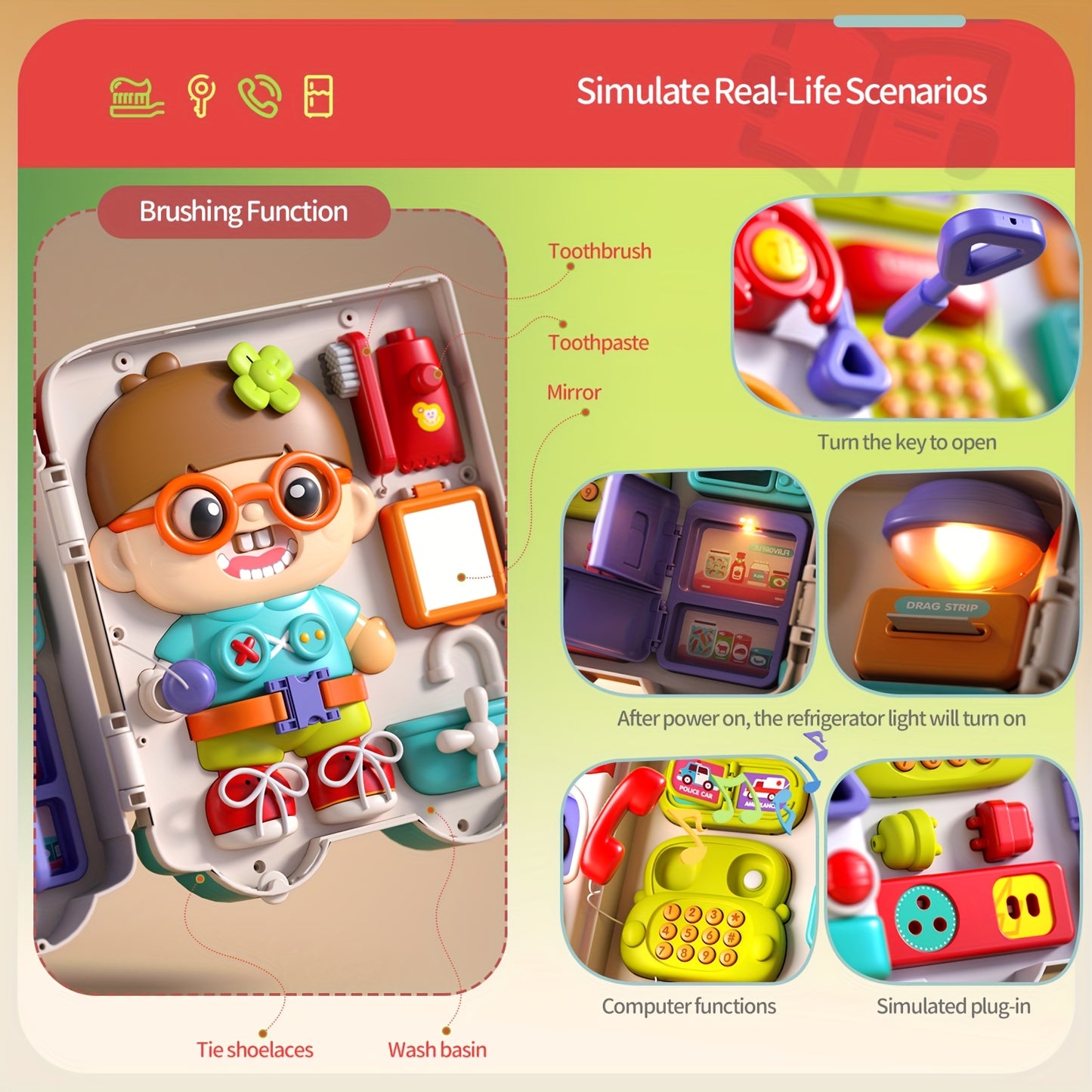 Newbandmo 54 in 1 Musical Busy Board Bilingual Toy Play