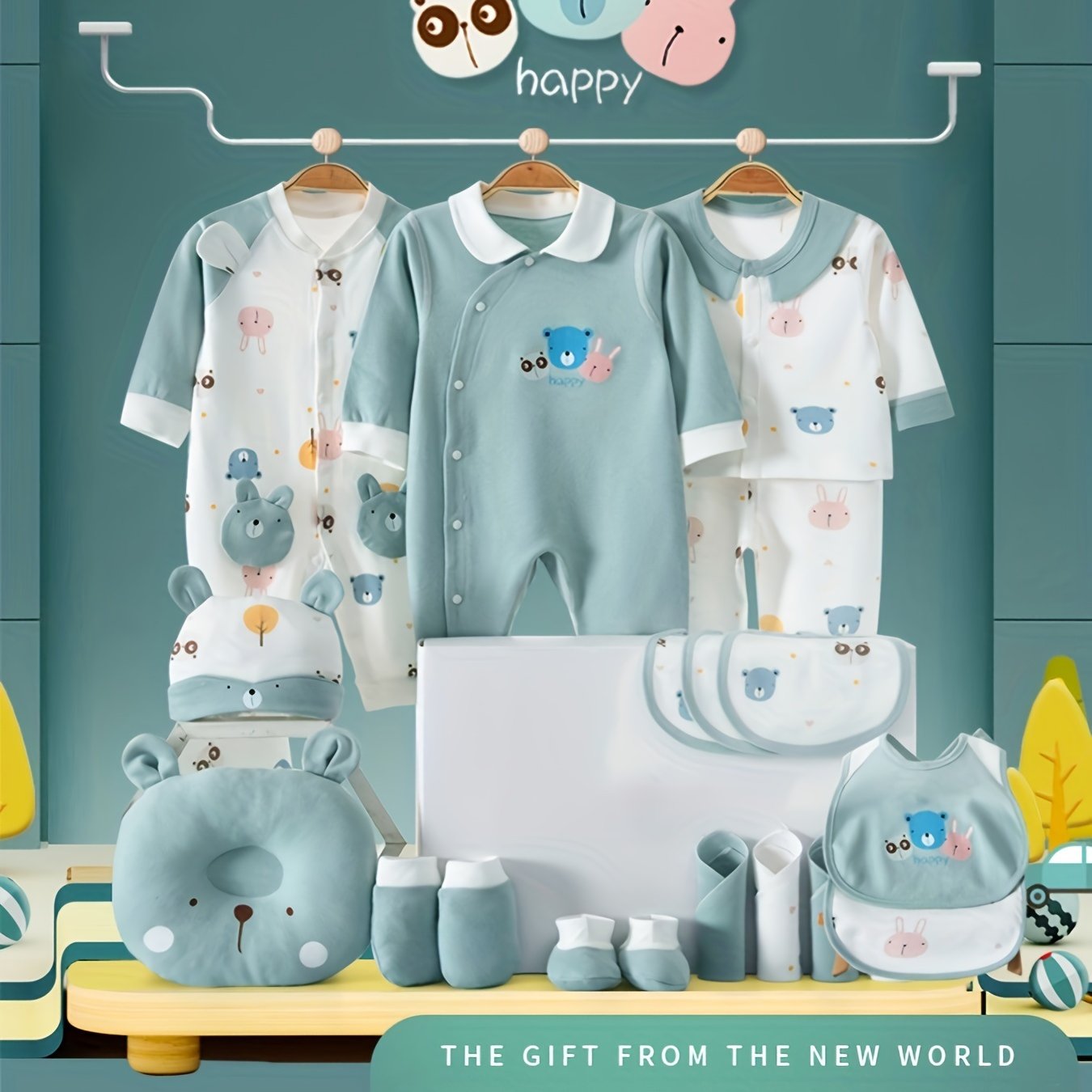 JoyShe Baby Clothes Set Newborn Essentials Hat Bib Pillow