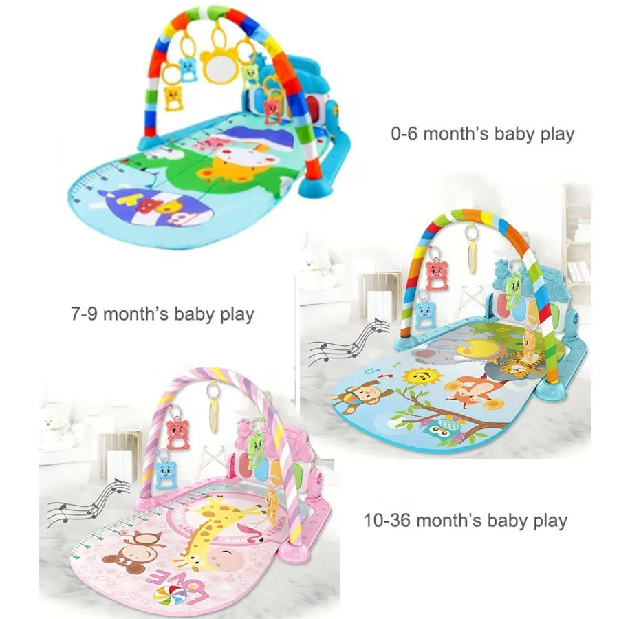 Baby Activity Gym Rack Early Education Toy for Newborns 0 to 36 Months Musical Piano Keyboard Crawling Blanket Pedal Play Mat