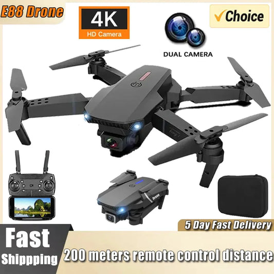 Professional Drone E88 4K Wide Angle HD 1080P Camera WiFi FPV Height Hold Foldable RC Drone Quadrotor Helicopter