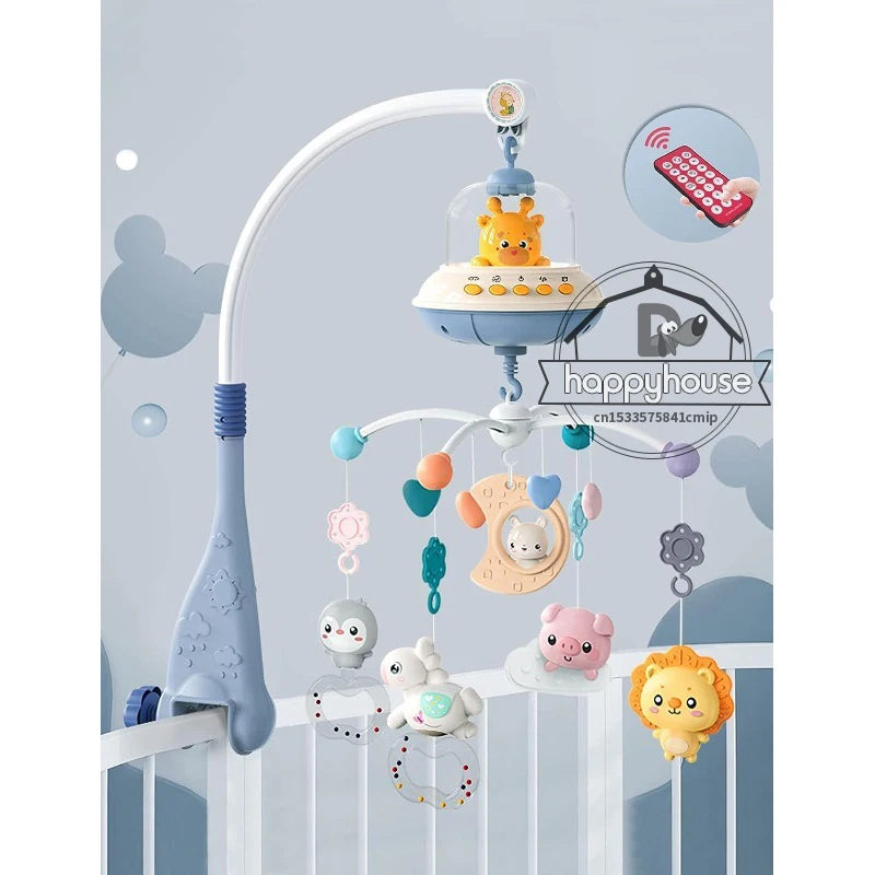 Musical Baby Crib Mobile with Lights and Music Projection Remote Control Crib Toys for Newborns