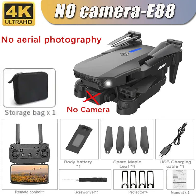 Professional Drone E88 4K Wide Angle HD 1080P Camera WiFi FPV Height Hold Foldable RC Drone Quadrotor Helicopter