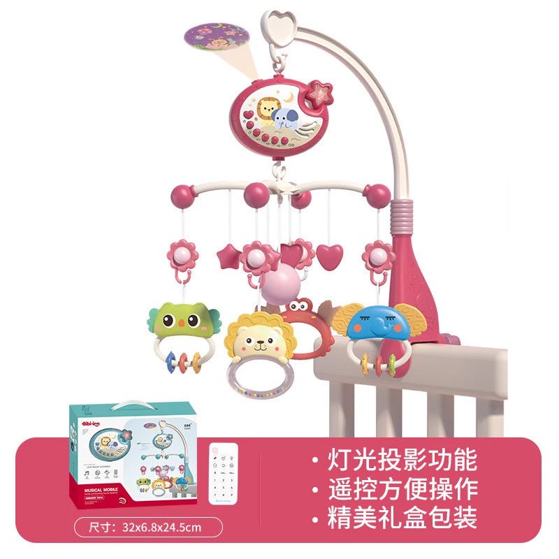 Musical Baby Crib Mobile with Lights and Music Projection Remote Control Crib Toys for Newborns