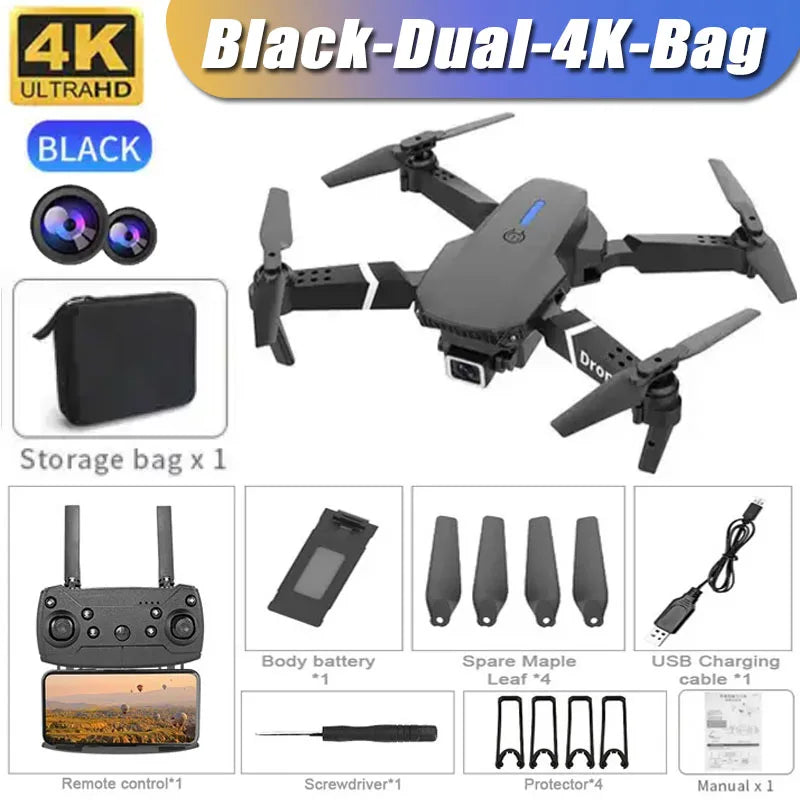 Professional Drone E88 4K Wide Angle HD 1080P Camera WiFi FPV Height Hold Foldable RC Drone Quadrotor Helicopter