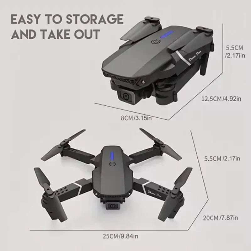 Professional Drone E88 4K Wide Angle HD 1080P Camera WiFi FPV Height Hold Foldable RC Drone Quadrotor Helicopter