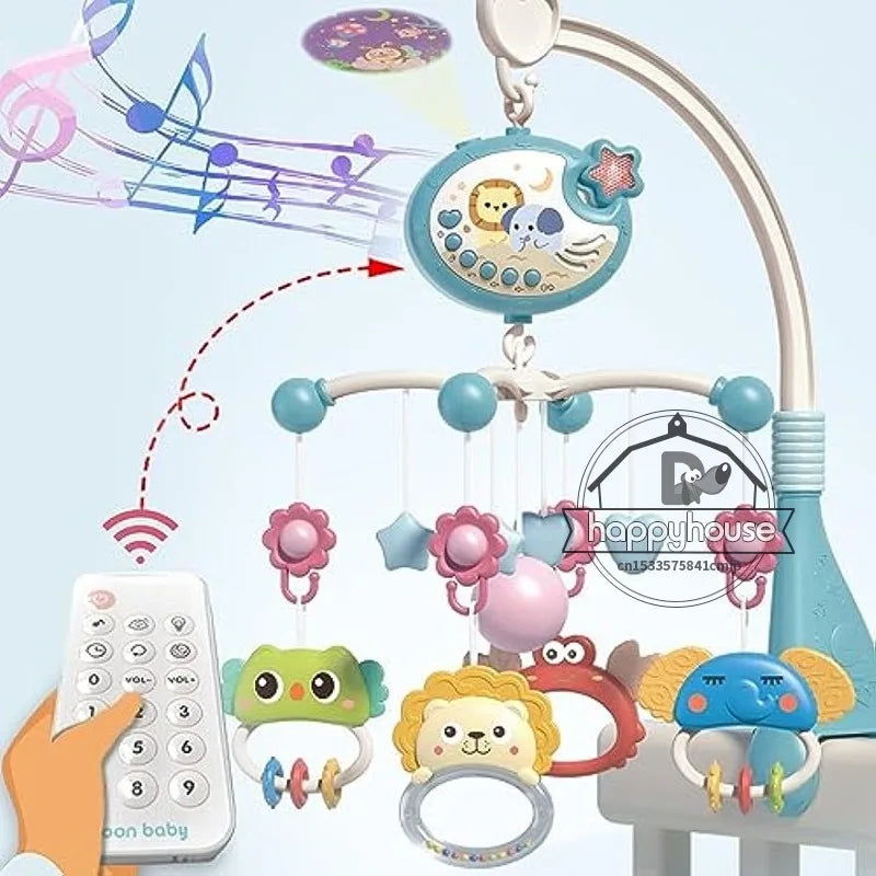 Musical Baby Crib Mobile with Lights and Music Projection Remote Control Crib Toys for Newborns