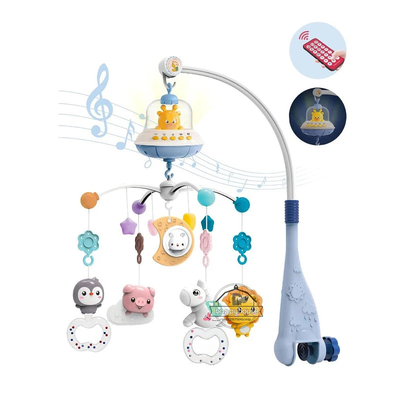 Musical Baby Crib Mobile with Lights and Music Projection Remote Control Crib Toys for Newborns