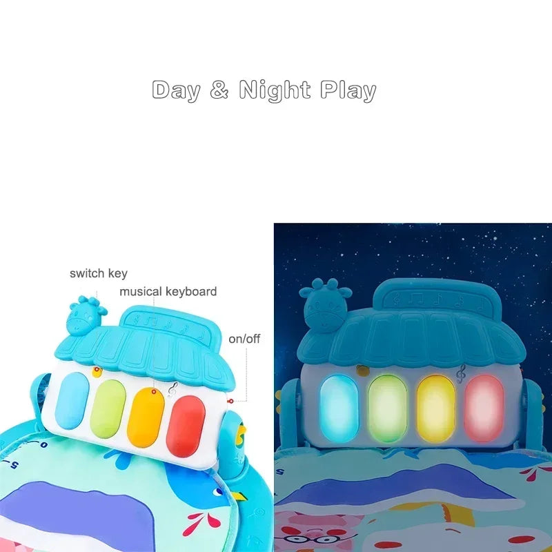 Baby Activity Gym Rack Early Education Toy for Newborns 0 to 36 Months Musical Piano Keyboard Crawling Blanket Pedal Play Mat