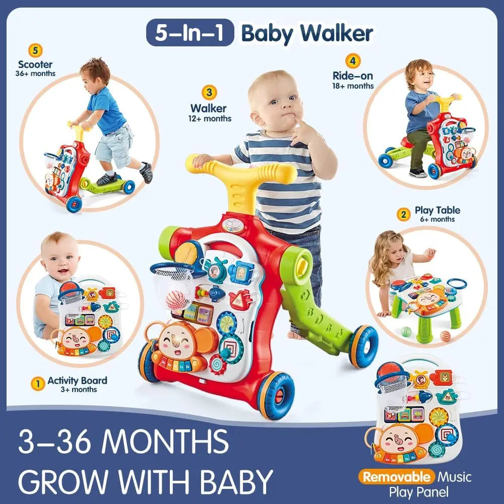 VATOS Baby Walker 5 in 1 Sit to Stand Learning Scooter