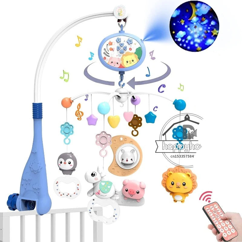 Musical Baby Crib Mobile with Lights and Music Projection Remote Control Crib Toys for Newborns