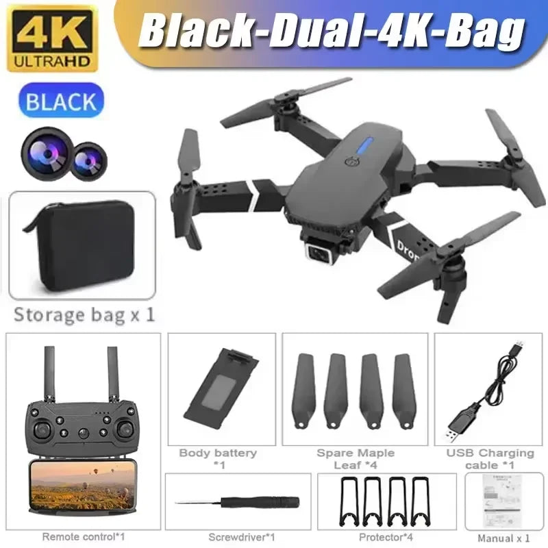 Professional Drone E88 4K Wide Angle HD 1080P Camera WiFi FPV Height Hold Foldable RC Drone Quadrotor Helicopter