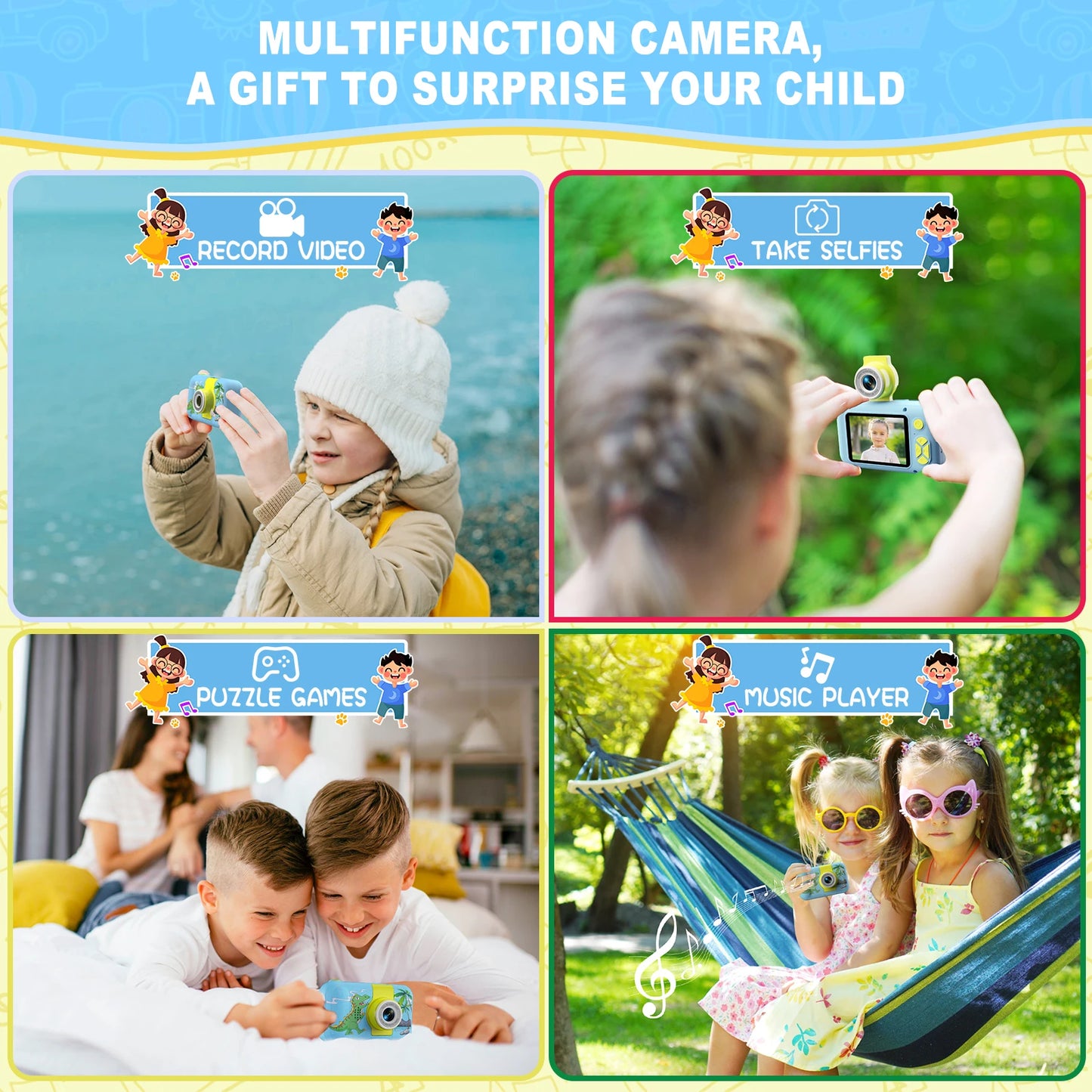 ARNSSIEN Flip Lens Kids Camera Digital Selfie Toy Camera