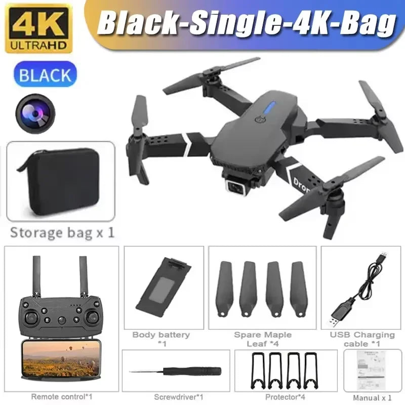 Professional Drone E88 4K Wide Angle HD 1080P Camera WiFi FPV Height Hold Foldable RC Drone Quadrotor Helicopter