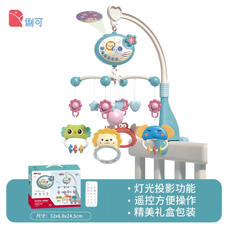 Musical Baby Crib Mobile with Lights and Music Projection Remote Control Crib Toys for Newborns