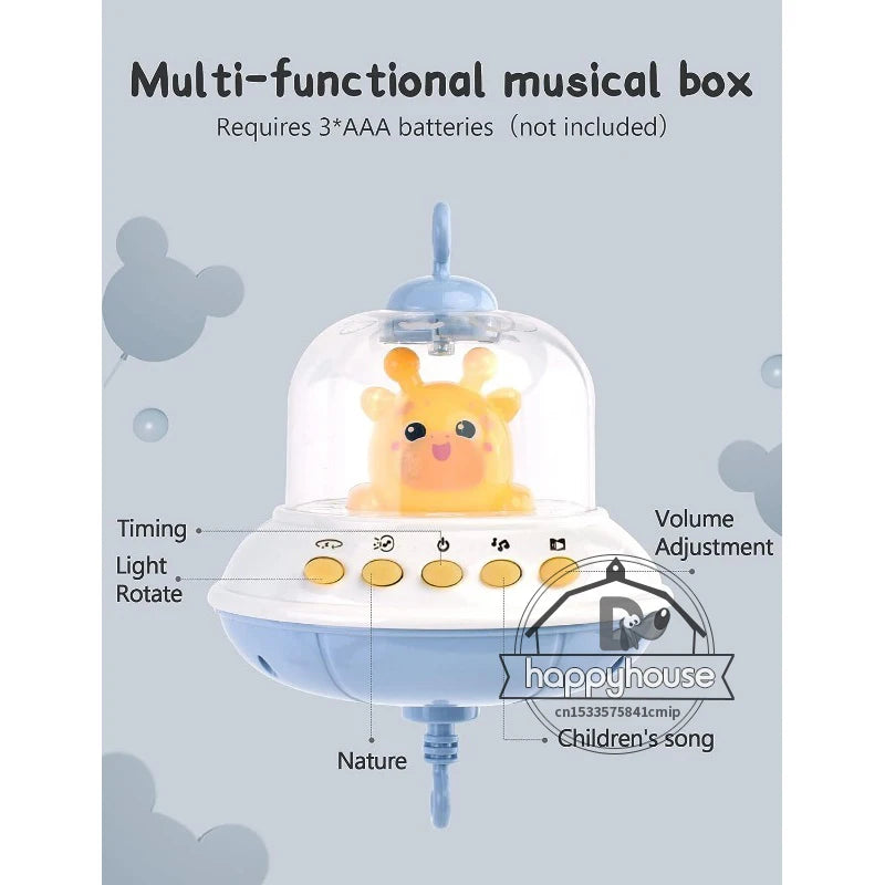 Musical Baby Crib Mobile with Lights and Music Projection Remote Control Crib Toys for Newborns
