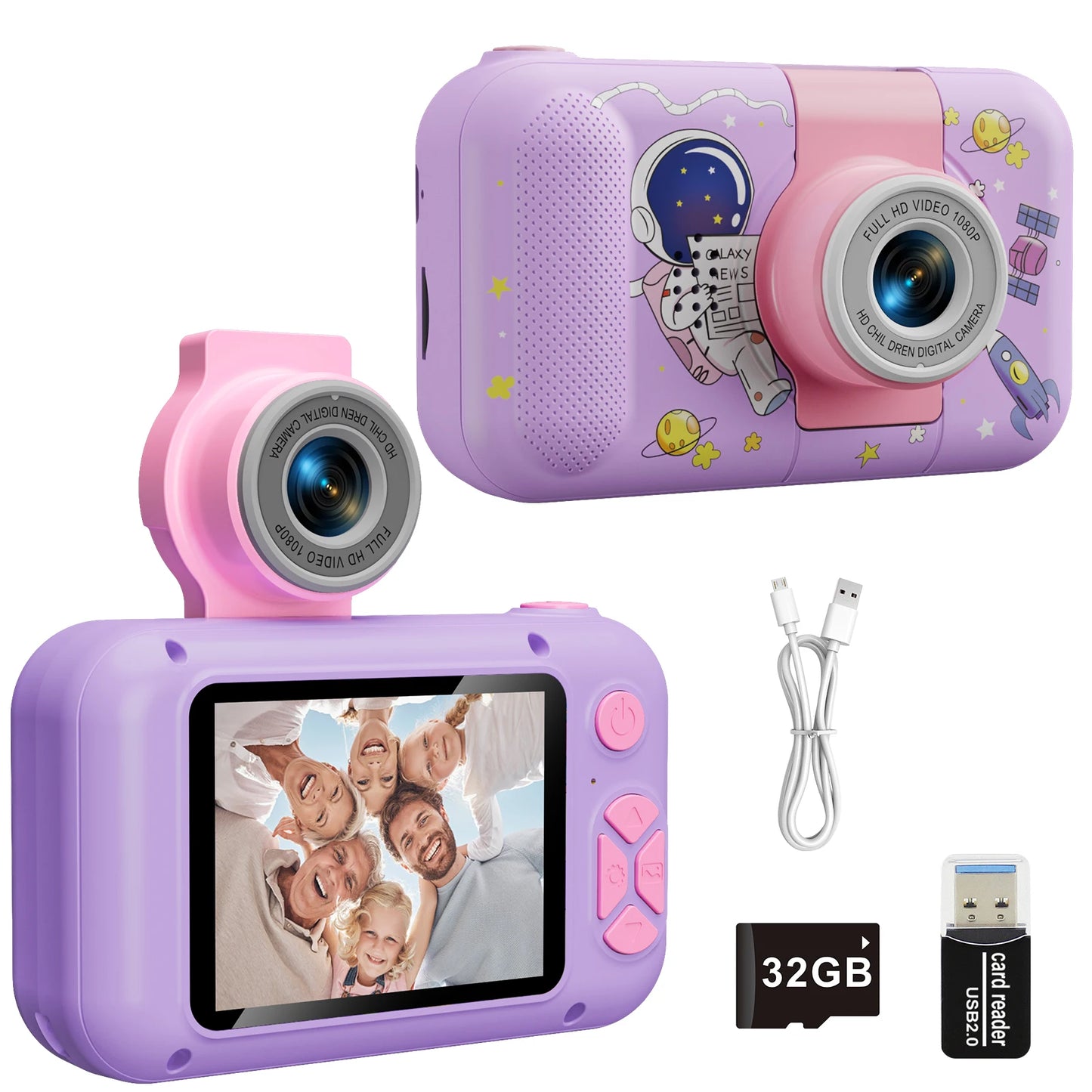 ARNSSIEN Flip Lens Kids Camera Digital Selfie Toy Camera