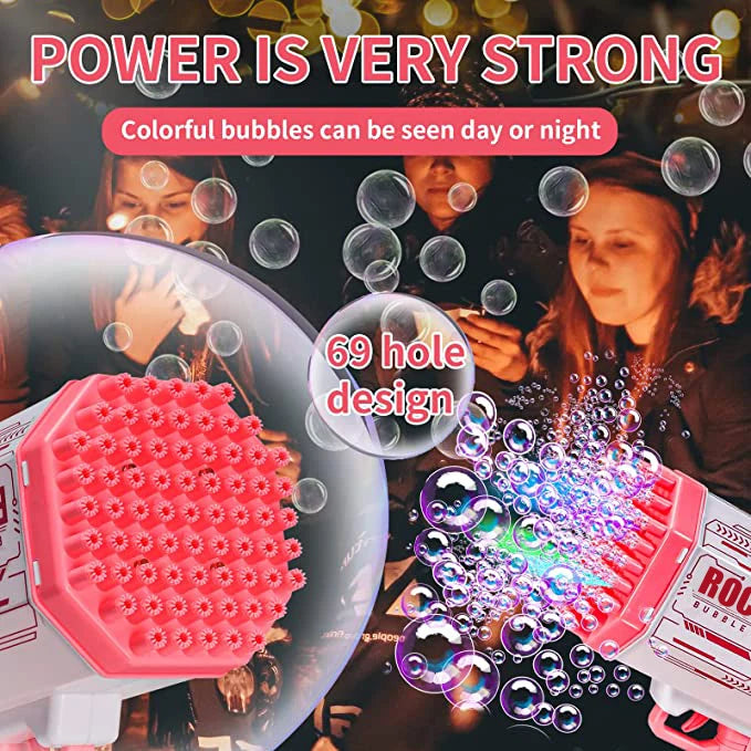 Bubble Gun Kids Toys Rocket 69 Holes Automatic Blower