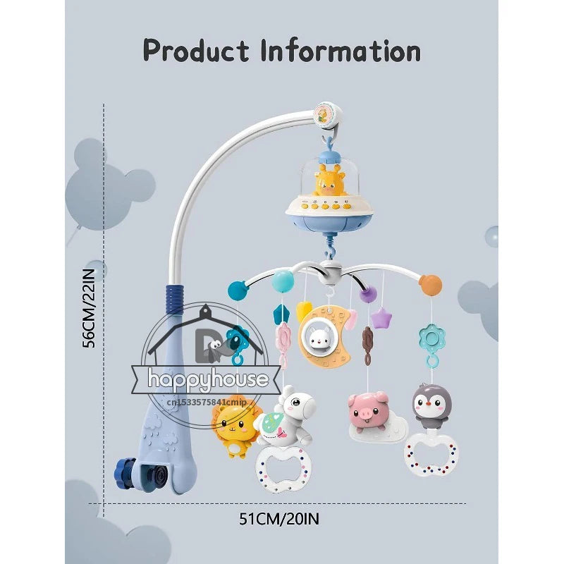 Musical Baby Crib Mobile with Lights and Music Projection Remote Control Crib Toys for Newborns