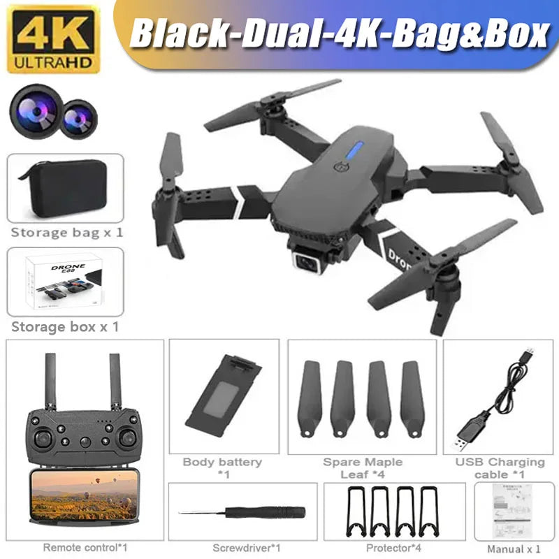 Professional Drone E88 4K Wide Angle HD 1080P Camera WiFi FPV Height Hold Foldable RC Drone Quadrotor Helicopter