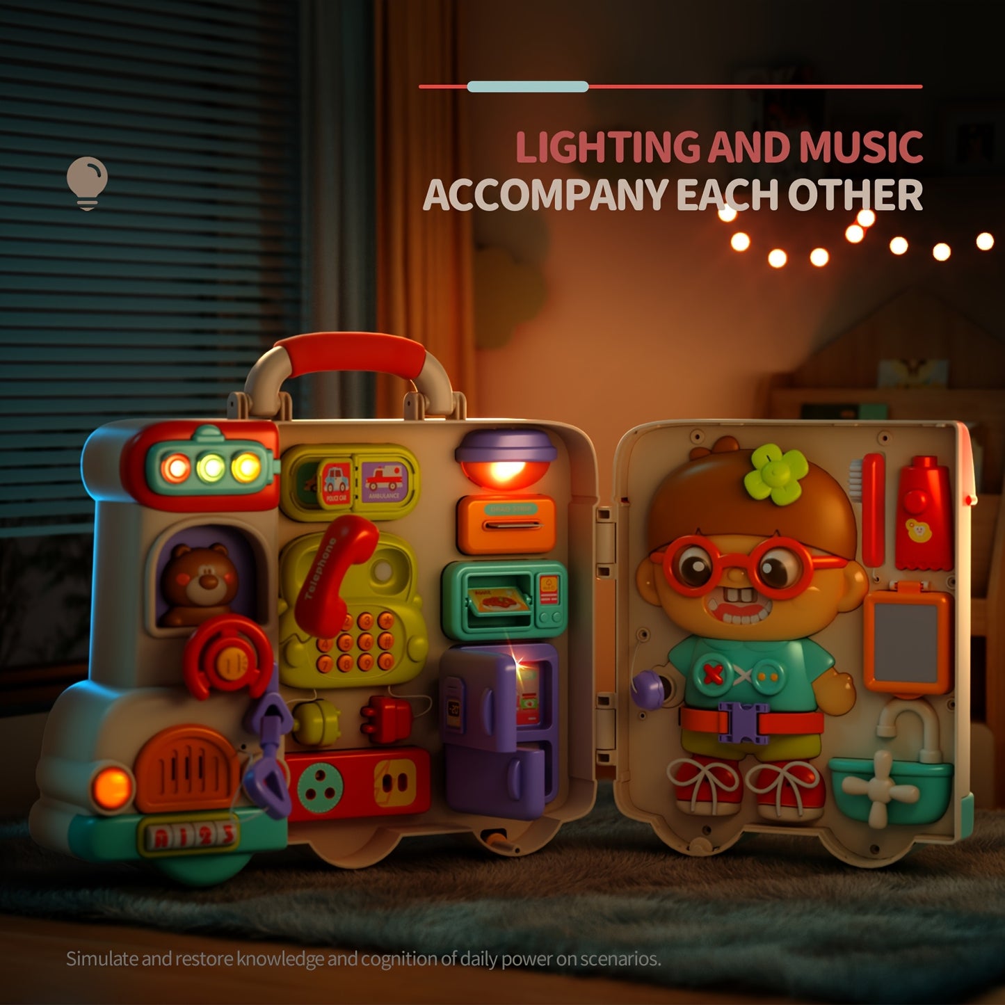 Newbandmo 54 in 1 Musical Busy Board Bilingual Toy Play